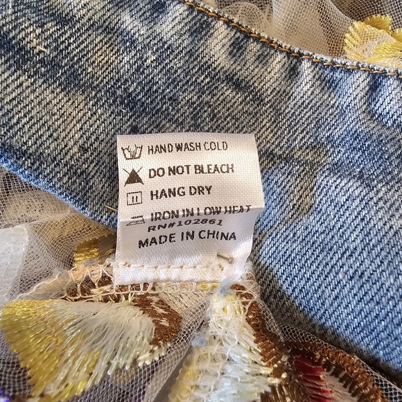 Adore Floral Embroidered Sheer Denim Vest - Picture 15 of 16